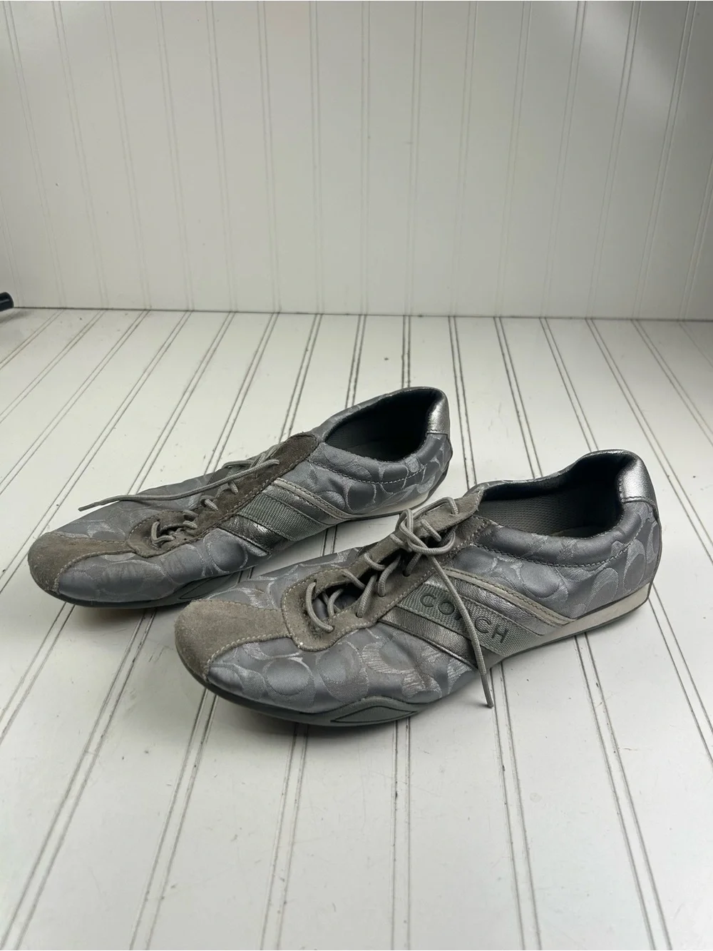 Coach Jayme Monogram Signature Logo Sneakers Grey Silver Women’s Size 11M